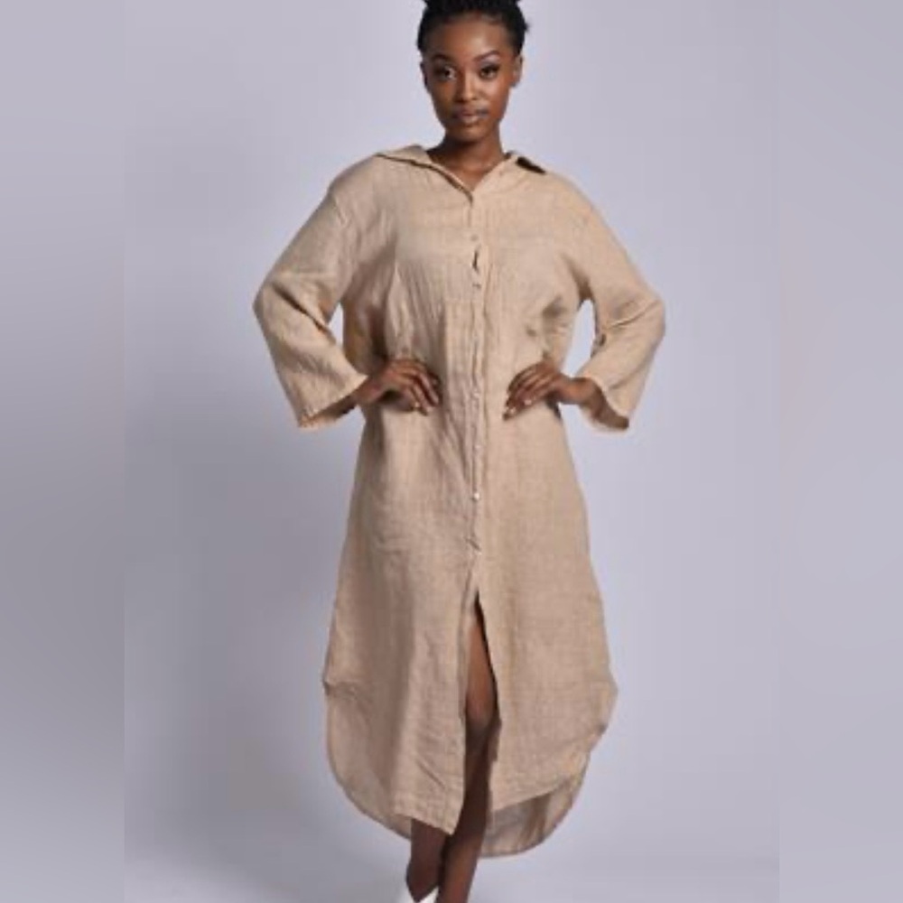 Elegant Tan Long Sleeve Dress